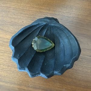 Vintage Yellow Gold Plated Green Ombré Glass Pin